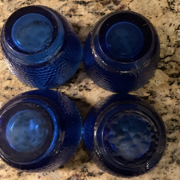 Hobnail Cobalt Blue Set of 4 Desert Cups. - Picture 2 of 6